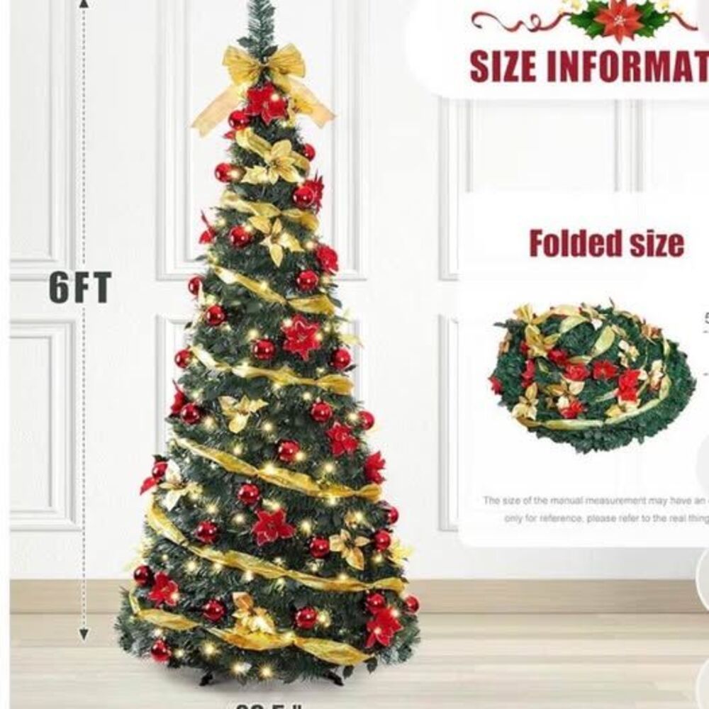 Foldable 6Ft Christmas tree pops up and fold to easy store